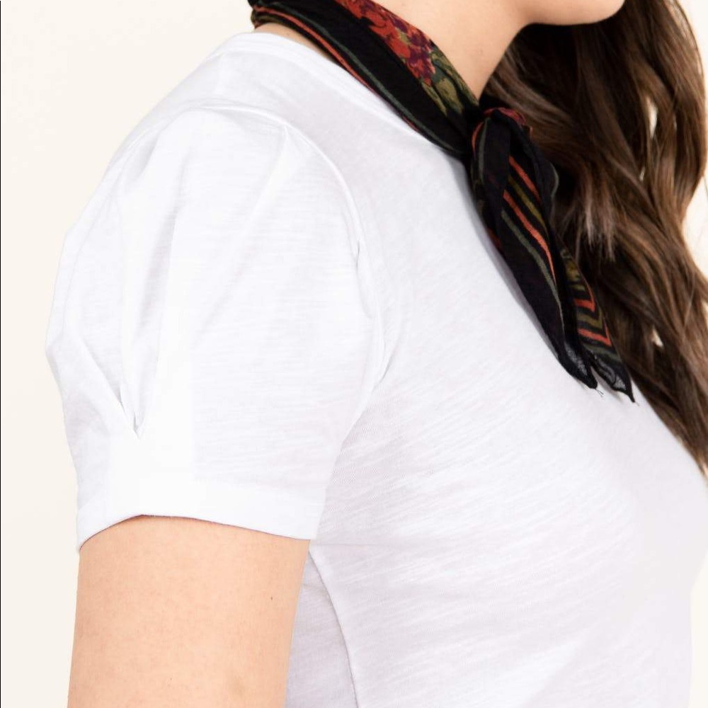 NWT Agnes & Dora Inverted Box Pleat Sleeve Top White Knit New With Tags